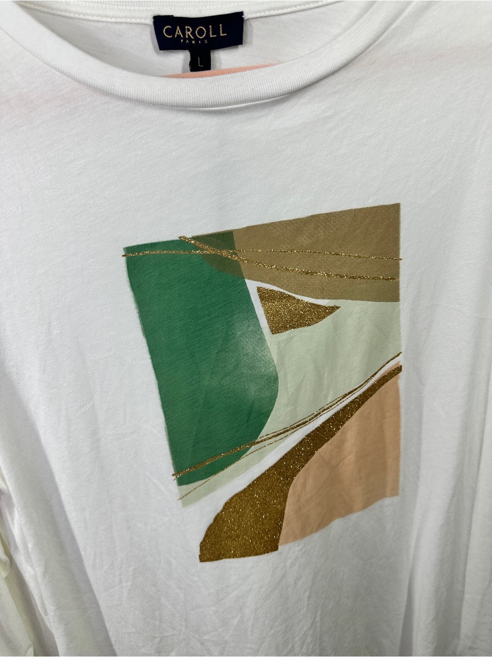 NWT Caroll White Graphic T sz L - Picture 3 of 5
